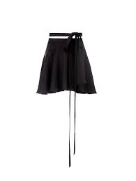 Black Georgette Wrap Short Skirt MP301