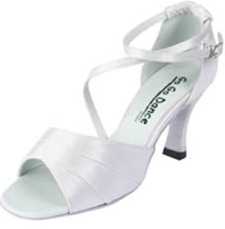 Ladies White Stain 3" Heel Ballroom Shoe GO4142- Final Sale